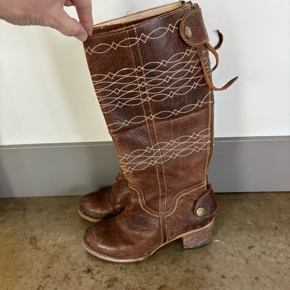 Brown Leather Knee-High Boots - Picture 4 of 14